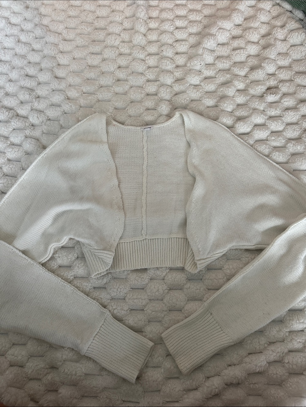 Garage Cream Cropped Open-Front Sweater Shrug